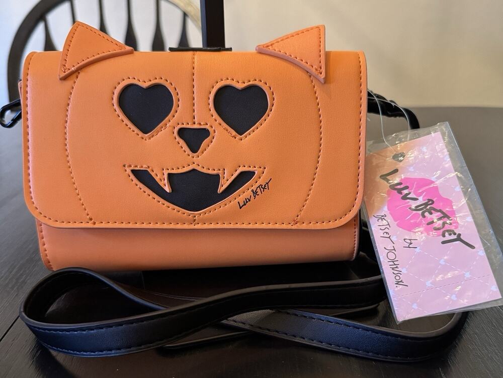 Luv Betsey By Betsey Johnson Halloween Pumpkin Cat Crossbody Bag NWT